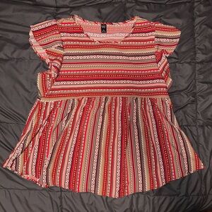 Emery Rose Red Striped Women’s Top
